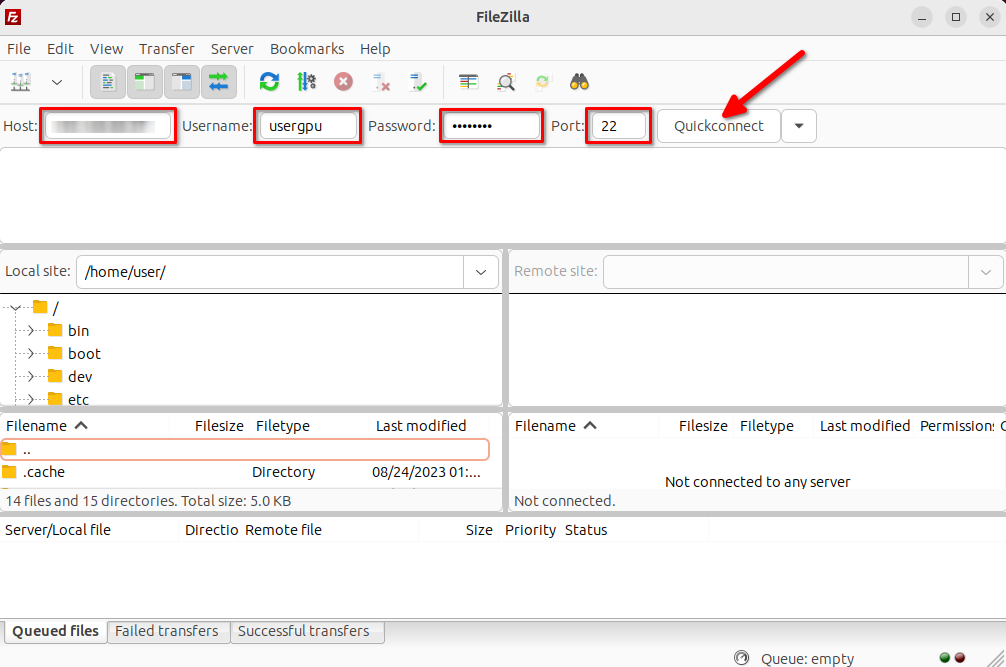 Connexion rapide FileZilla