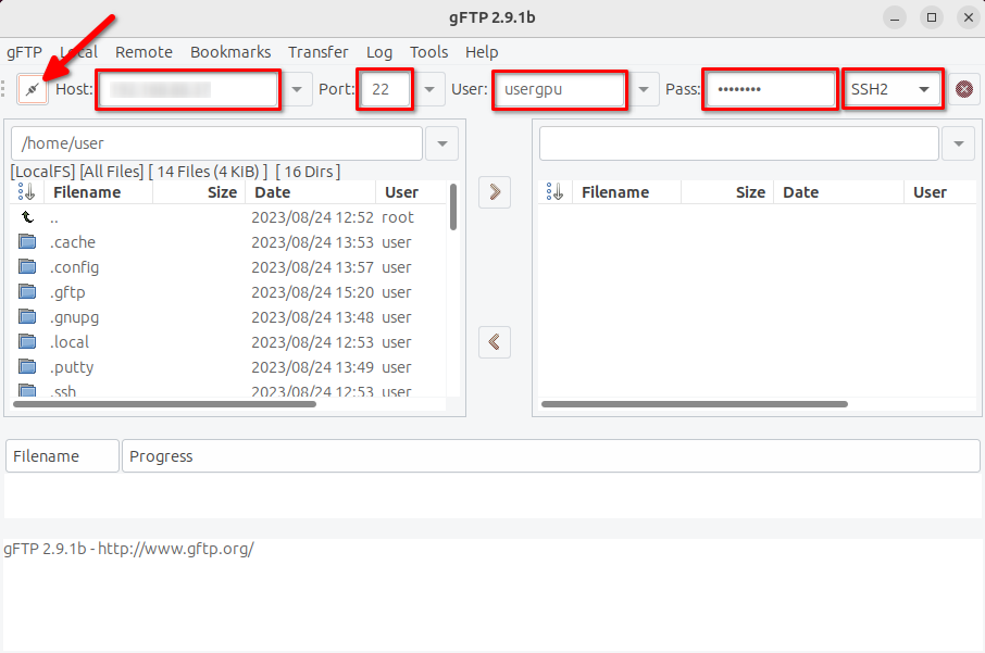 Connexion rapide gFTP