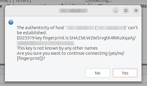 gFTP key fingerprint accept