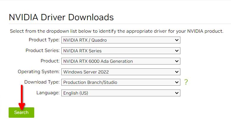 Windows Nvidia driver select