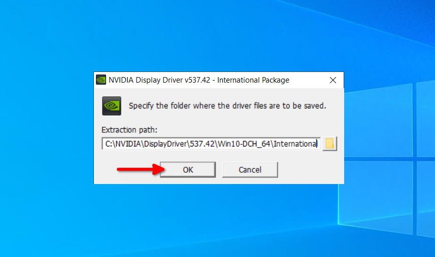 Décompression du pilote Nvidia pour Windows