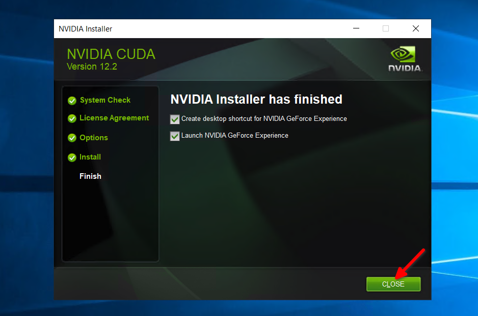 CUDA installation complete