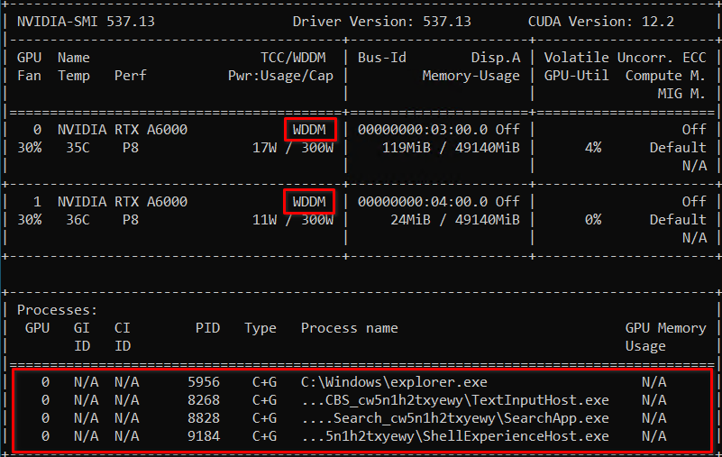 nvidia-smi WDDM modus