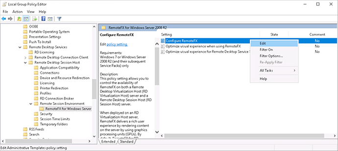 Configurar RemoteFX