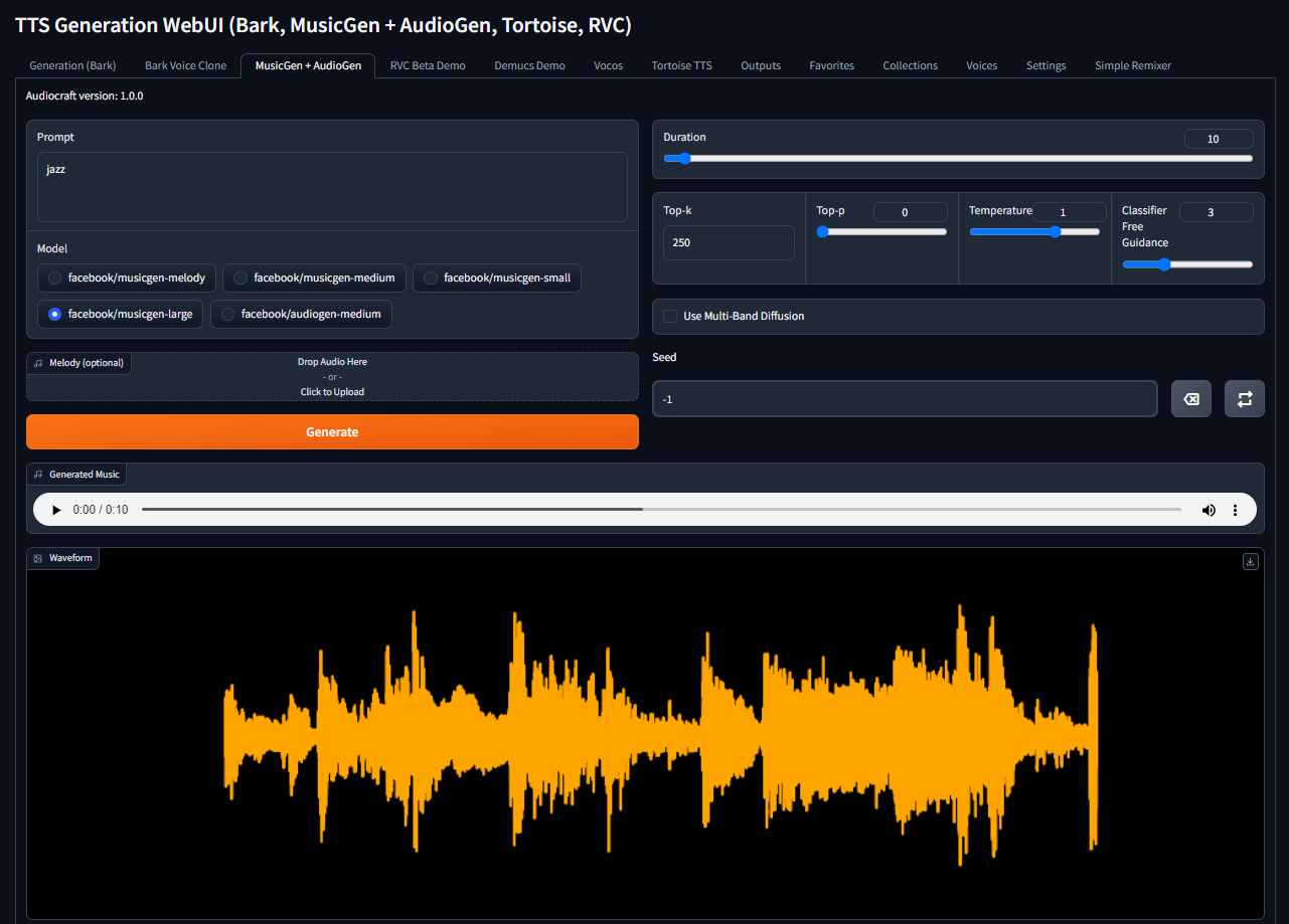 Audiocraft generated sound
