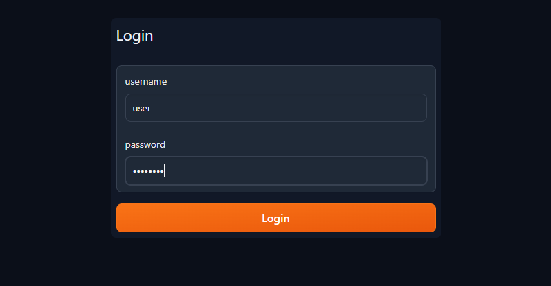 Login screen