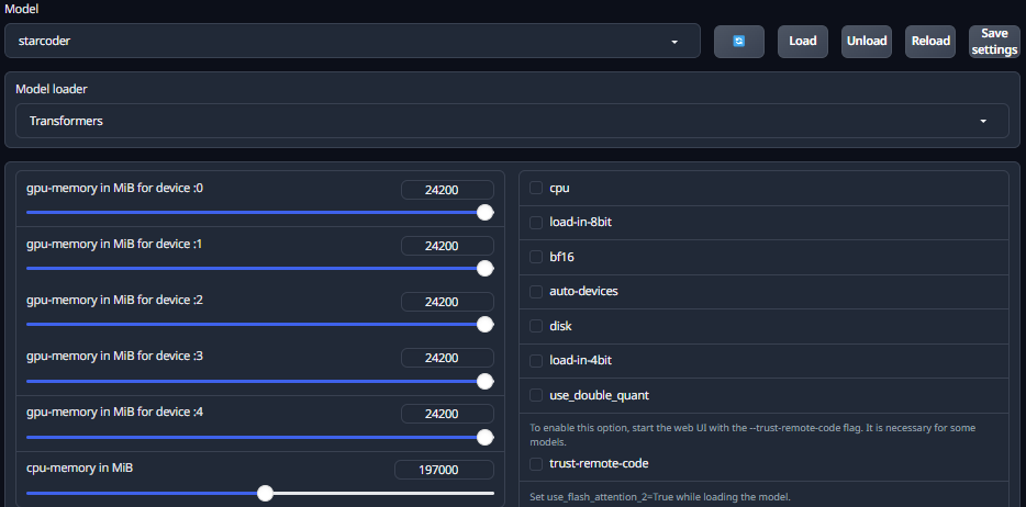 Load StarCoder model