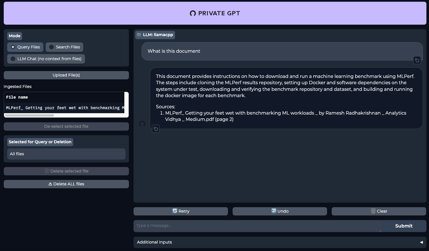PrivateGPT WebUI