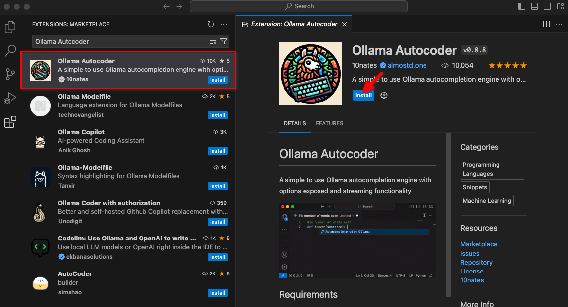 Install Ollama Autocoder
