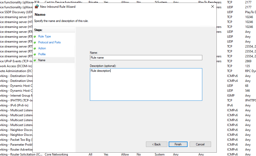 New Rule Select Name