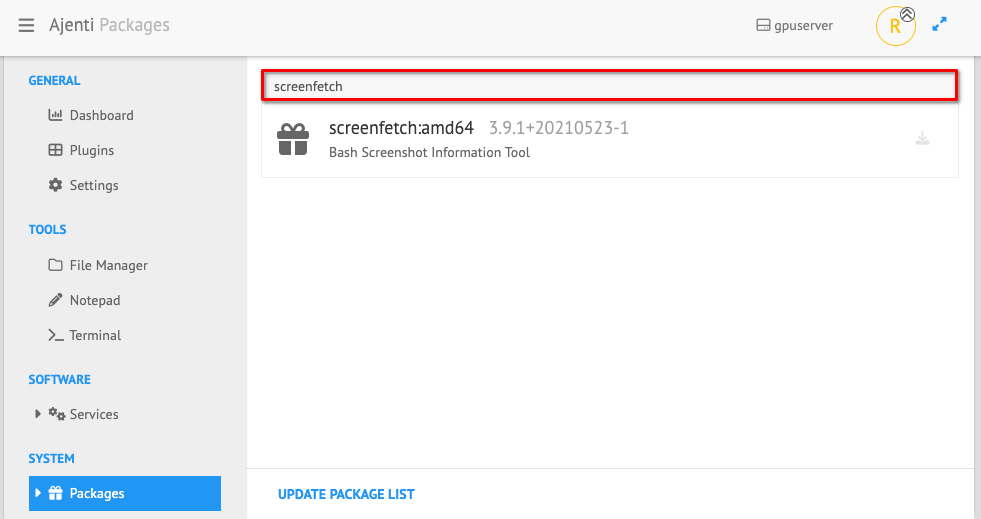 Ajenti package installer