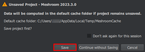 Meshroom save project