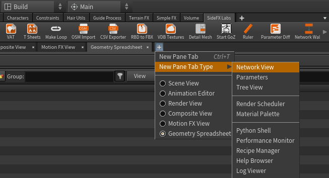 Houdini Network View