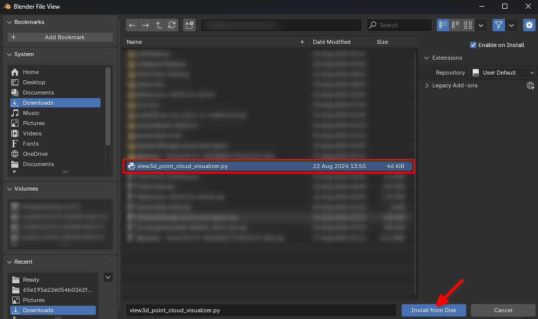 Blender choose plugin file