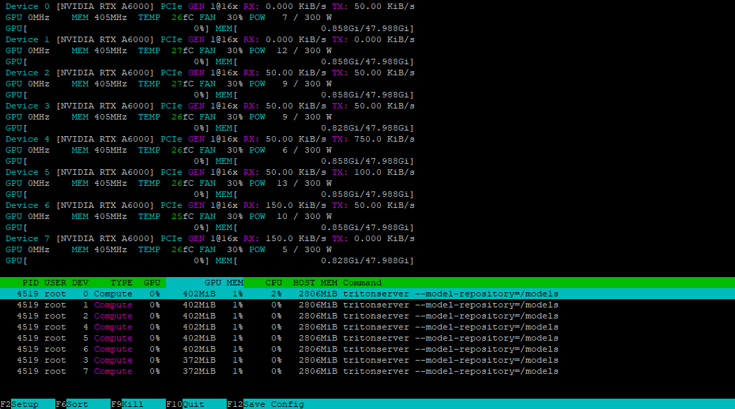 8 x A6000 Triton Inference Server examples
