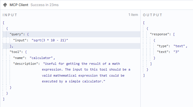 MCP Client calculations JSON